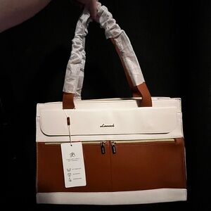 Luxurious White and Brown Tote Bag
